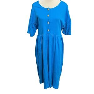 Chance Encounters  100% Cotton Blue Dress Size L